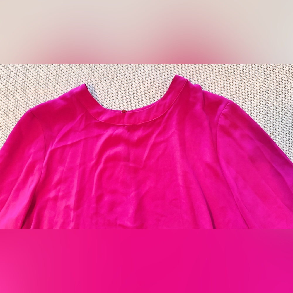 VIOLET + CLAIRE Hot Pink Ruffle Sleeve Blouse Fuchsia Top - Picture 5 of 12